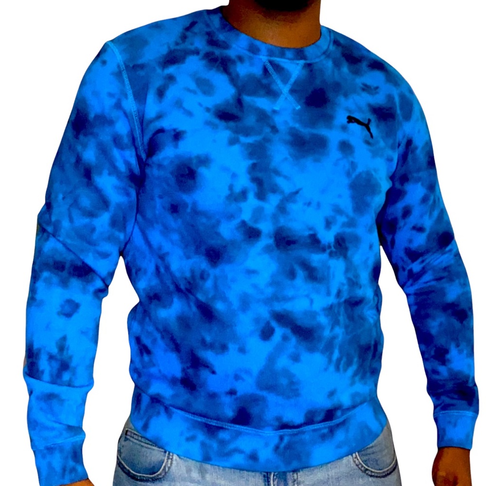 Puma Mens Golf Haight Crewneck Sweatshirt Ibiza Blue Size Small